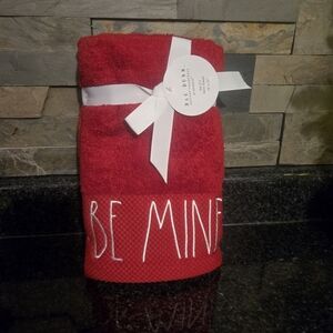 Rae Dunn Red 'Be Mine' Hand Towel Set Of 2